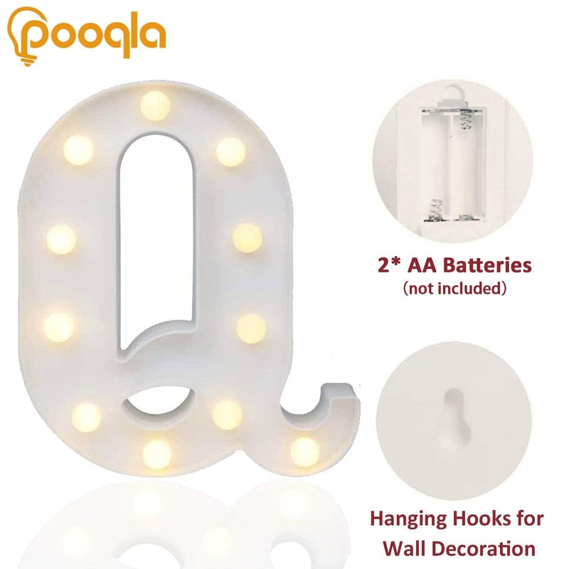 Pooqla LED Marquee Letter Lights Sign, Light Up Alphabet Letter for Home Party Wedding Decoration Q - Image 4